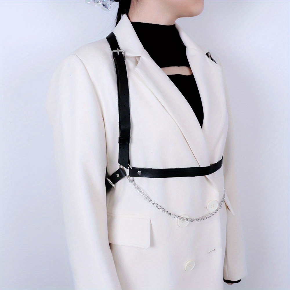 Gothic Harness Belt Punk Chain Fringe Leather Body Harness Temu