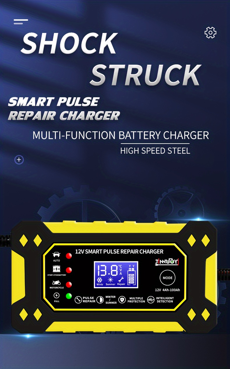 12v 6a intelligentes Auto Motorrad Batterie ladegerät für Auto Moto Blei  Säure Agm Gel Vrla Smart Charging 6a 12V digitale LCD-Anzeige - AliExpress