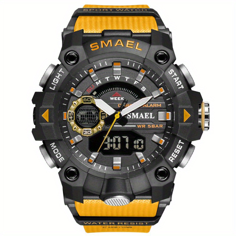SMAEL Reloj táctico militar de pulsera para hombre, deportivo con doble  movimiento de cuarzo, reloj analógico