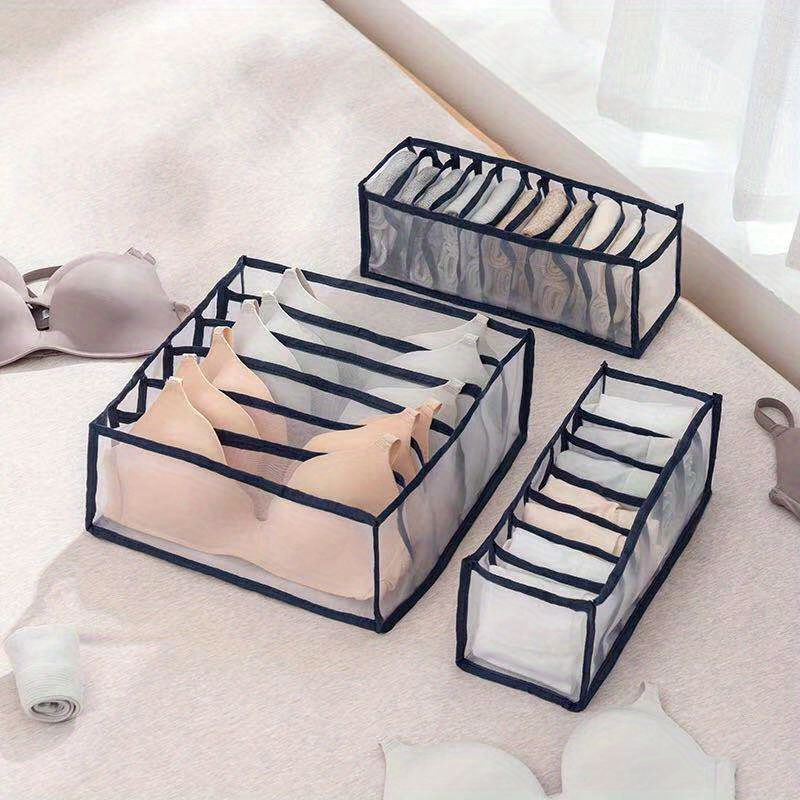 Washable Lingerie Socks Storage Container with Dividers Large Capacity  Underwear Storage Box Clothes - AliExpress