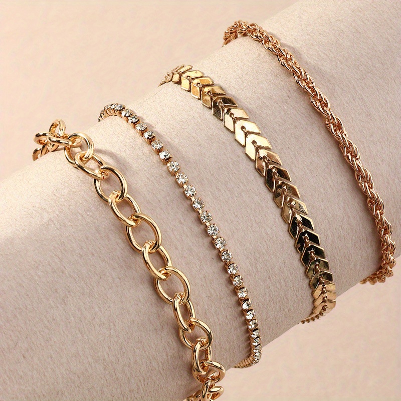 MultiLayer Metal Heart & Bead Decor Anklet