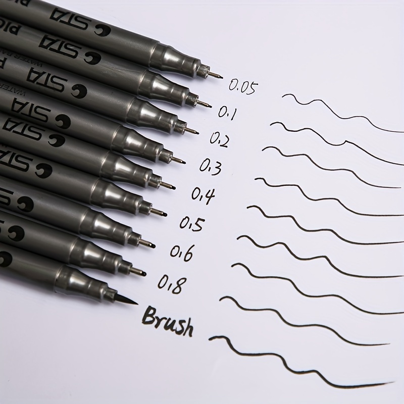 BUKE 10Pcs/set Pigment Liner Micron Ink Marker Pen 0.05 0.1 0.2 0.3 0.