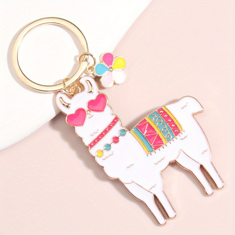 Image of 1pc Y2k Cartoon Alpaca Keychain Eid Cute Animal Key Ring Purse Bag Backpack Car Key Charm Earbud Case Accessory Women Gift
