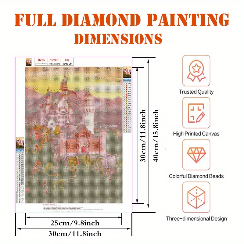 Diy5d Artificial Diamond Painting Set Castle Suitable - Temu