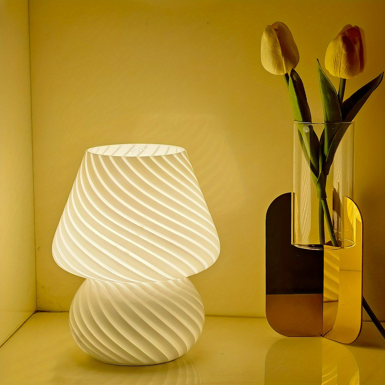 Murano Lamp Glass Mushroom Bedside Table Lamp Vintage Style Temu