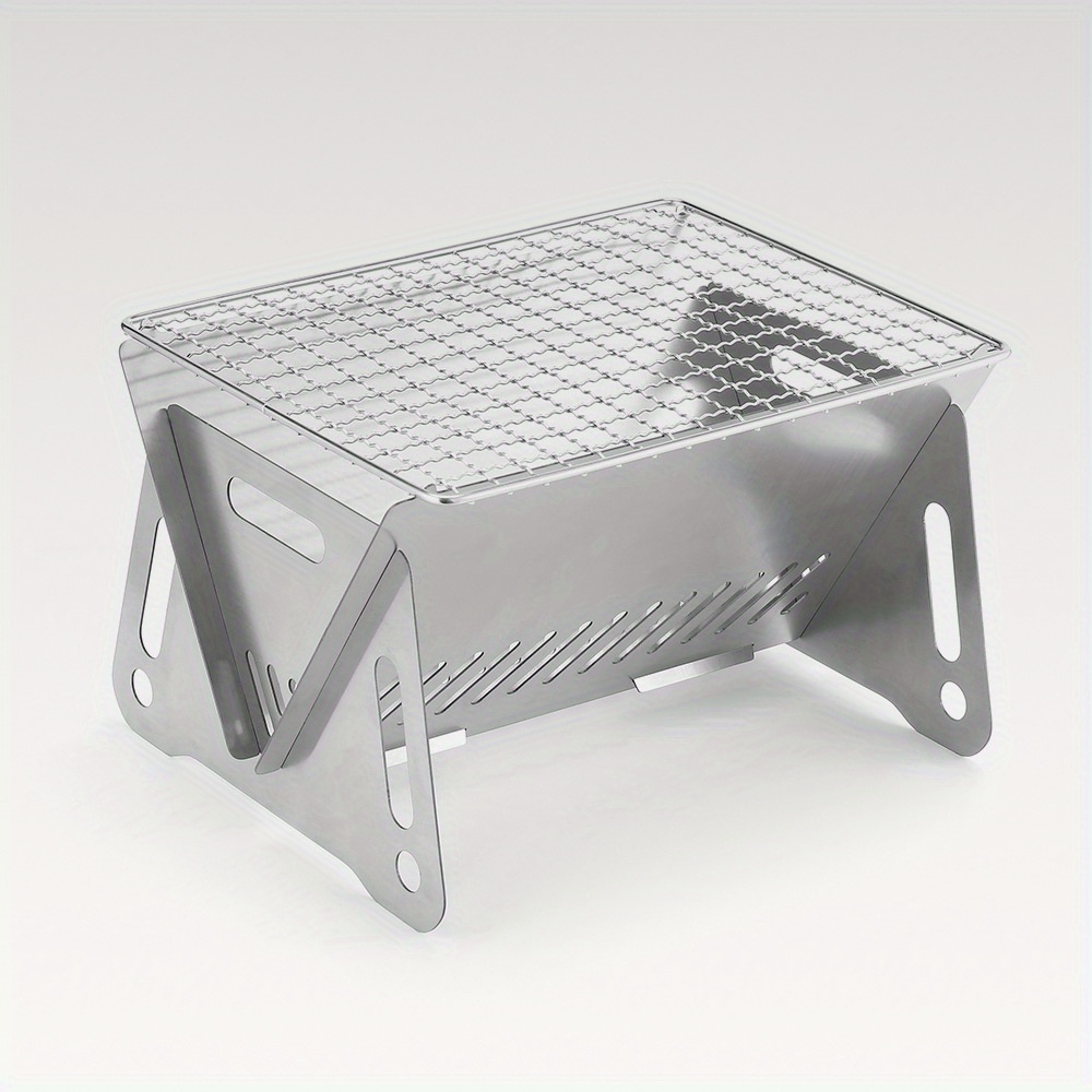 1pc Mini Camping Grill Foldable Bbq Grill For Outdoor Campfire Cooking
