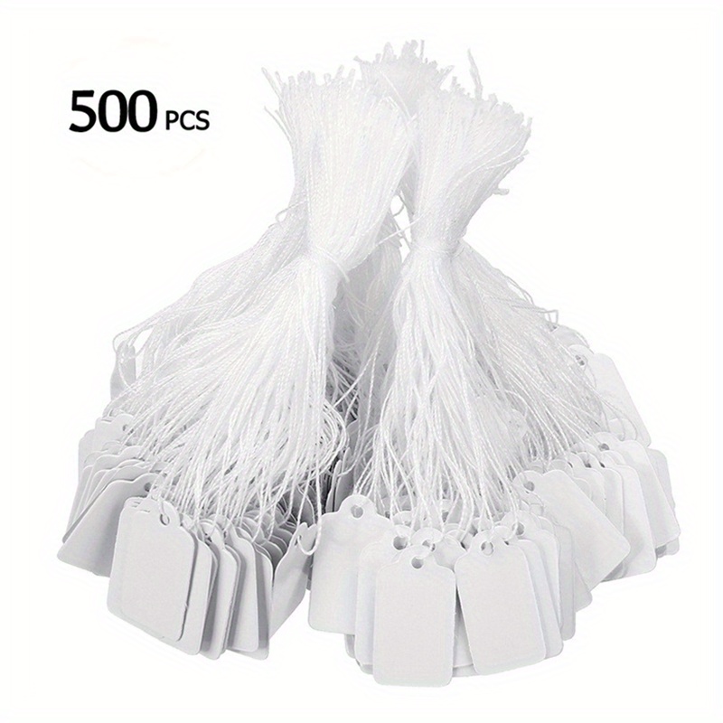 SSWBasics #1 Strung White Merchandise Price Tags - 5/8 inchw x 31/32 inchh - Pack of 1000