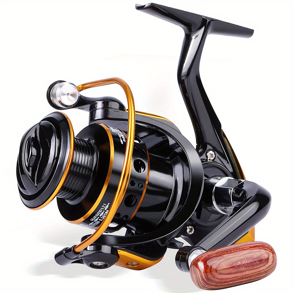 kuifa Spinning Fishing Reels with Left/Right Interchangeable Collapsible  Wood Handle Powerful Metal Body 5.2:1 Gear Ratio Smooth 13BB CNC Aluminum  Spool for Saltwater Freshwater (7000), Black/Gold, Spinning Reels -   Canada