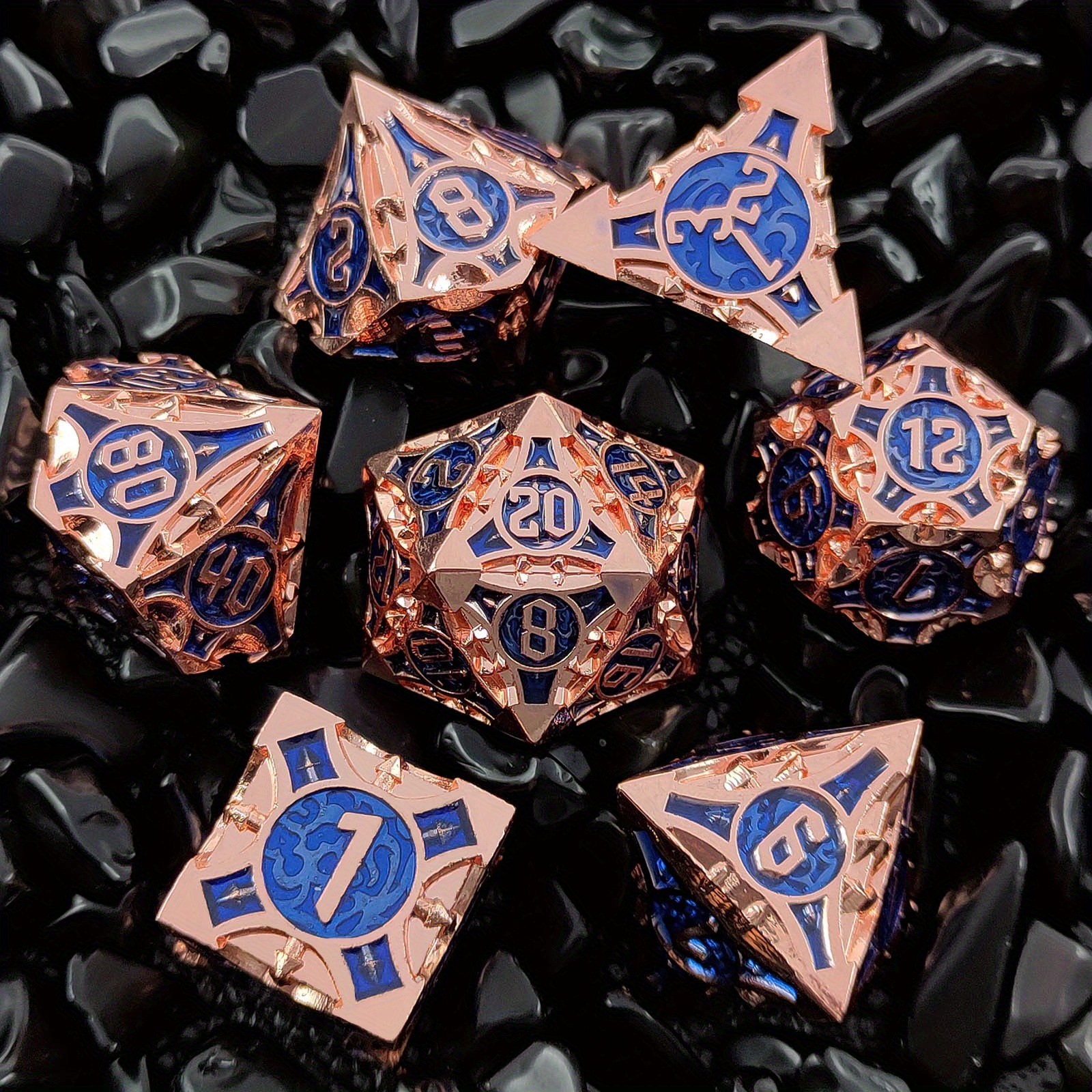  RPG Dice - Metal MTG & DND of D20 Polyhedral Die for Dungeons  and Dragons, Magic The Gathering & More - 20 Sided, Solid Metallic,  Balanced Feel with Smooth Blue Finish