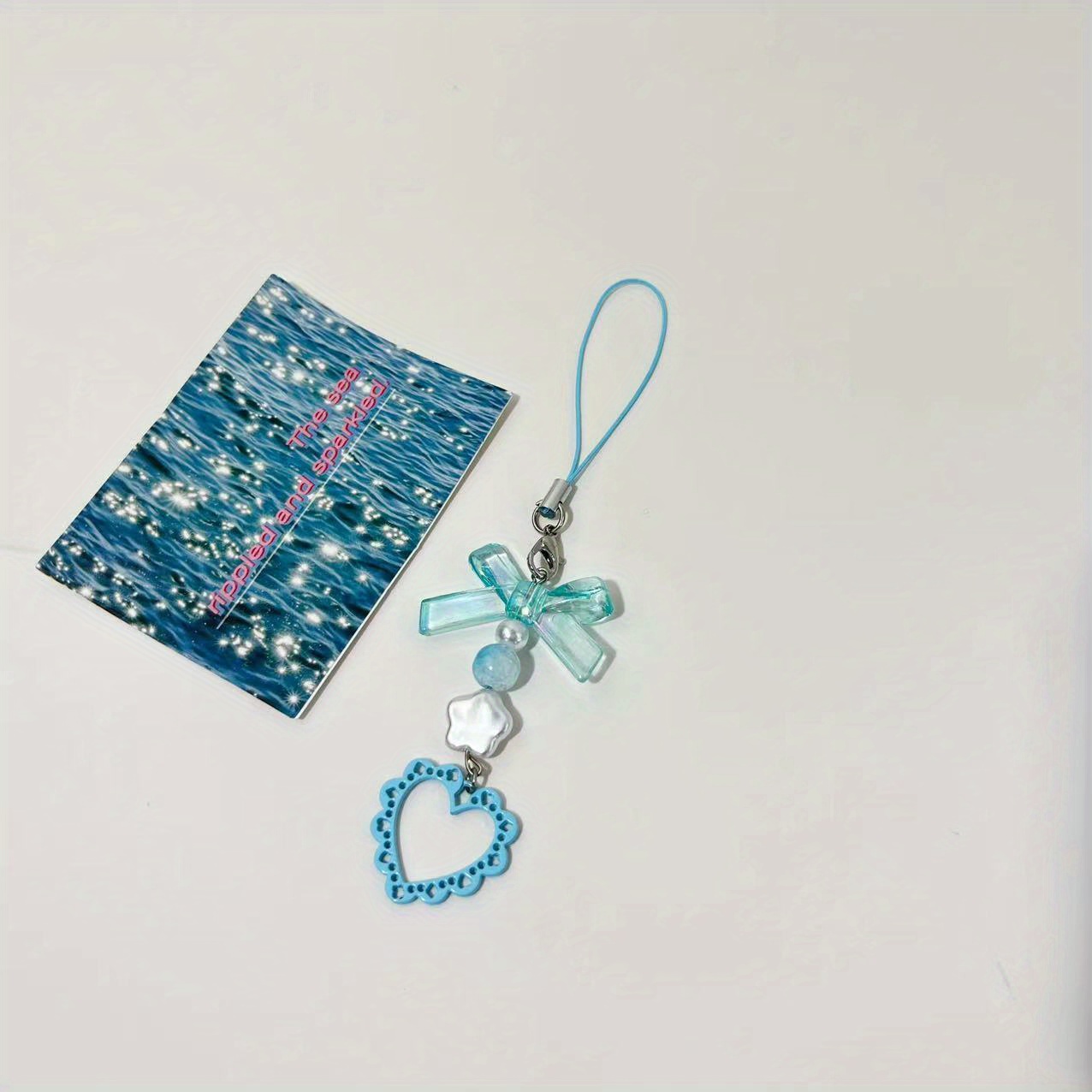 Blue Beads Hanging Mobile Phone Chain Lanyard For Temu