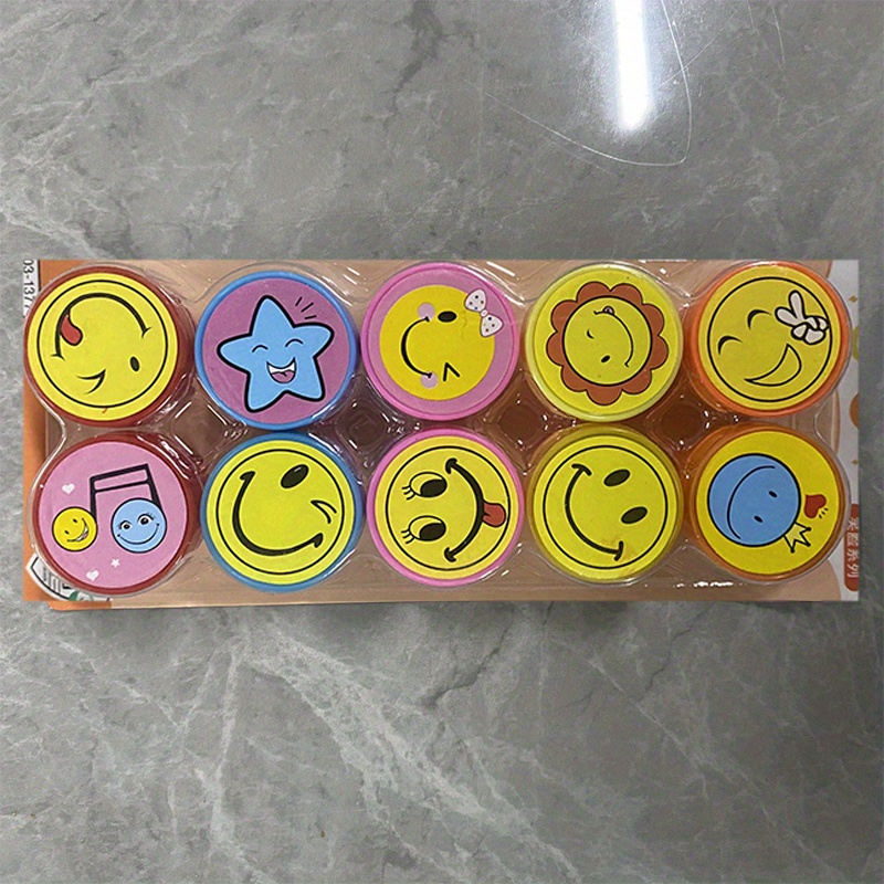 Assorted Stamps Self ink Stamps Toy Stamps Happy Face Seal - Temu