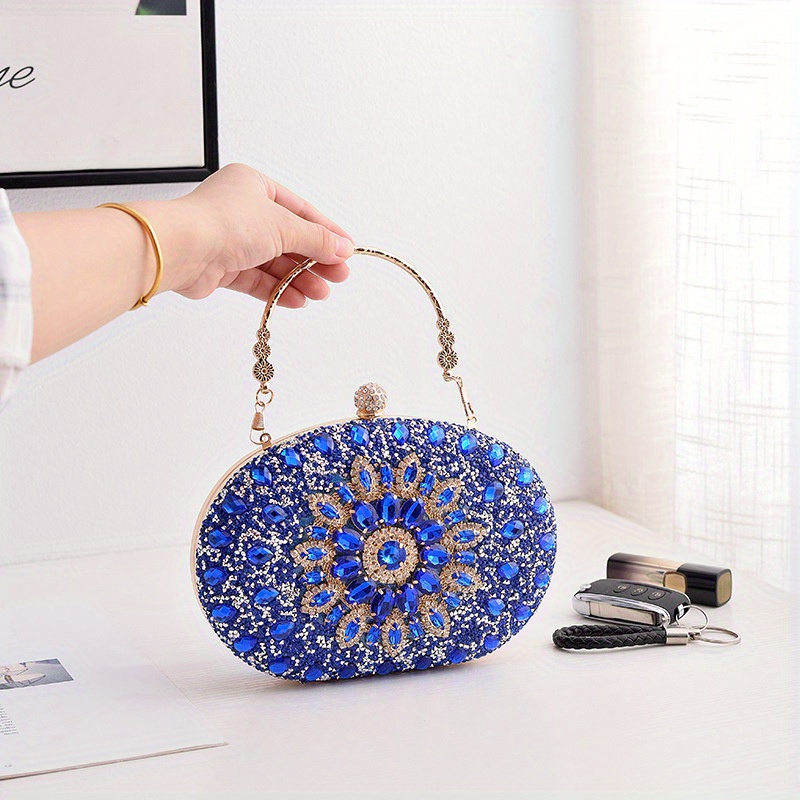 Handbag for Women, GMYLE Flowers Pattern Beads Patent Leather