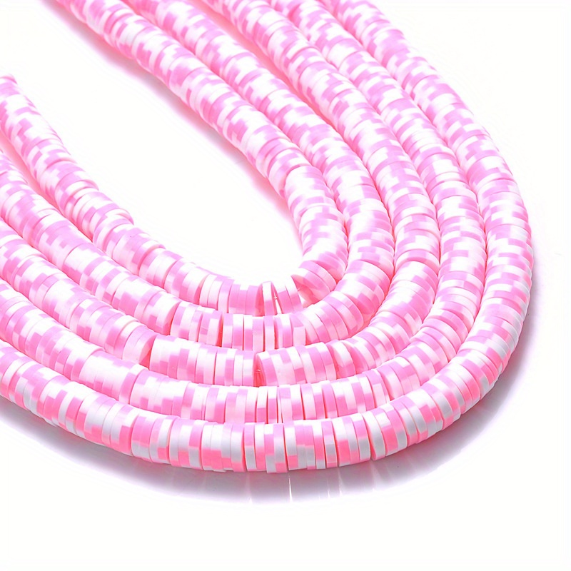 Awareness Ribbons Clay Beads, Pink Ribbon Polymer Clay Beads, Round Pink  Clay Beads, Jewelry Beads, Bead for Bracelet 287 