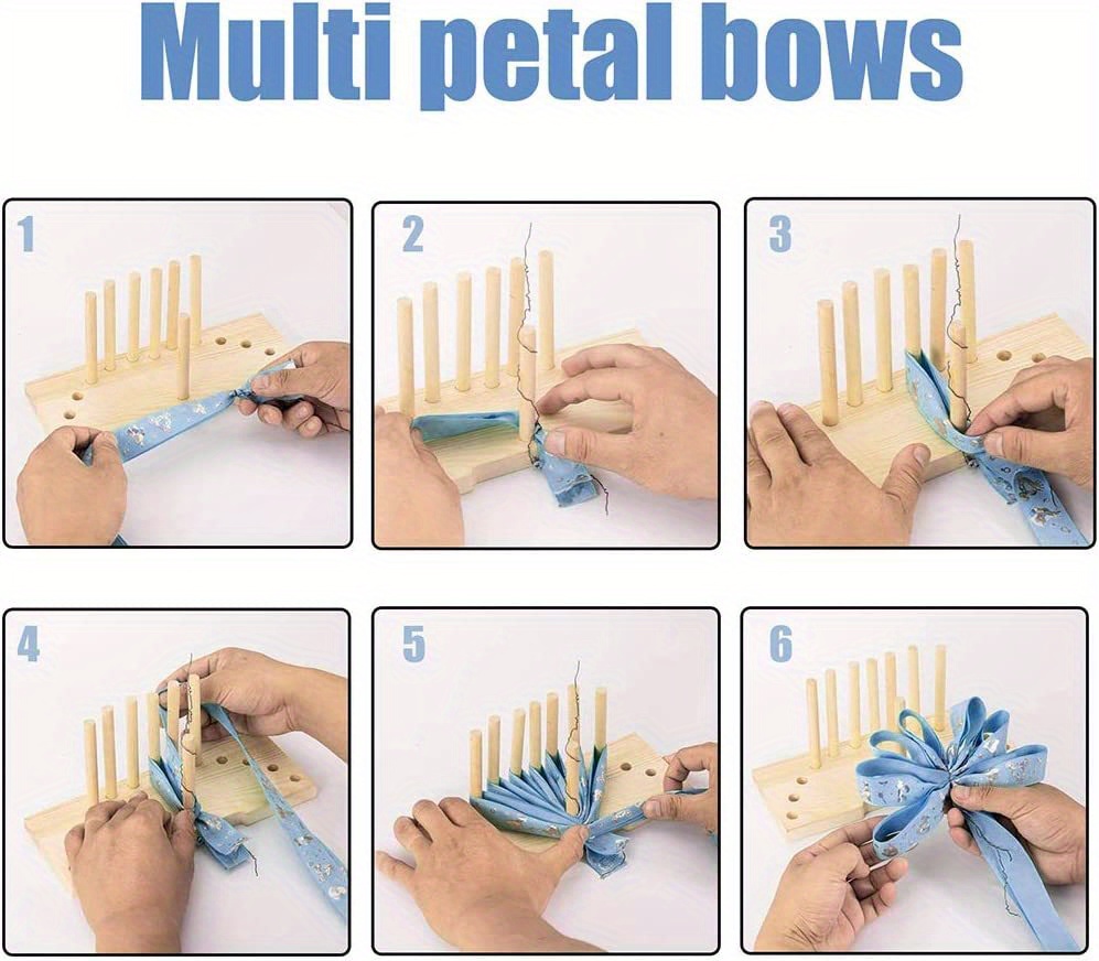 Bow Maker for Ribbon Wreaths, Double Sided Wooden Hair Bow Making