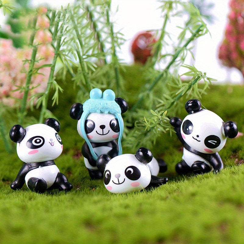 Cute Panda Figurines Miniatures Mini Diy Ornament - Temu