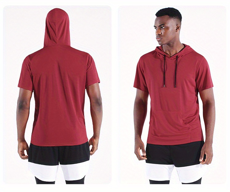 Men's Solid Quick Dry Hoodie Active Slightly Stretch - Temu