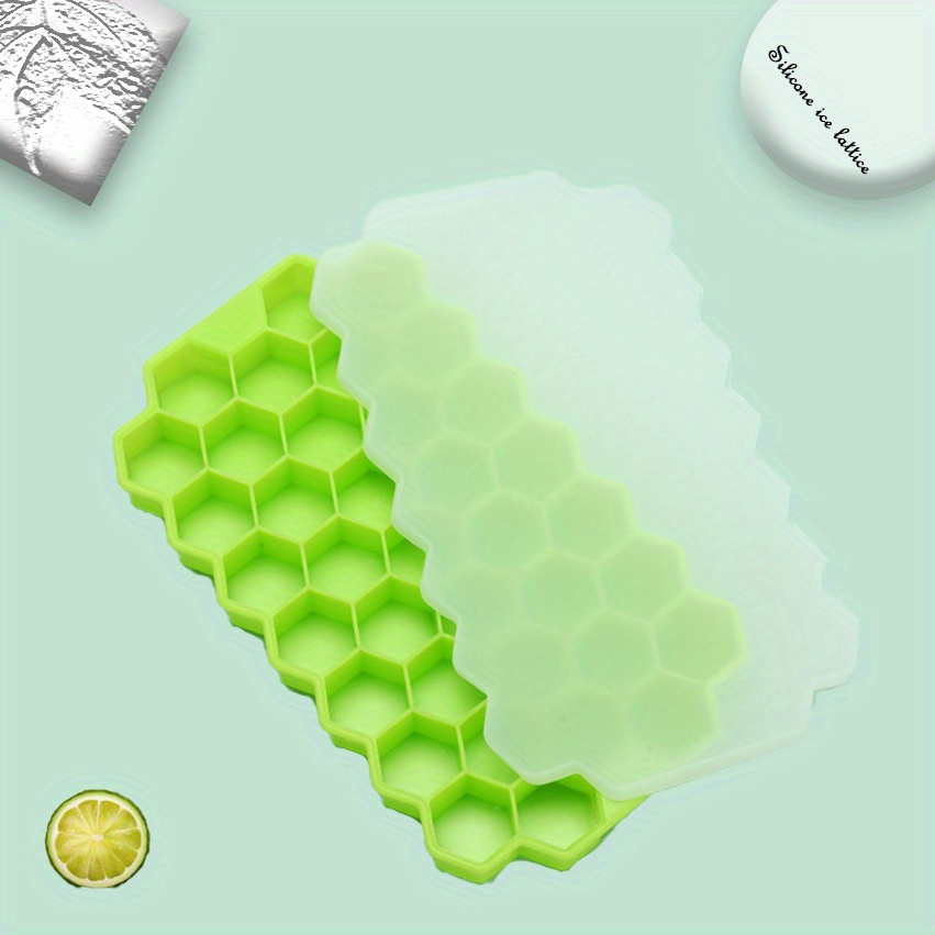 Ice Cube Tray Silicone Ice Cube Tray With Lid Flexible Ice Tray Easy  Release Honeycomb Shaped Ice Cube Mold Creates 12 Small Ice Cubes For Ice  Drinks Whiskey And Cocktail