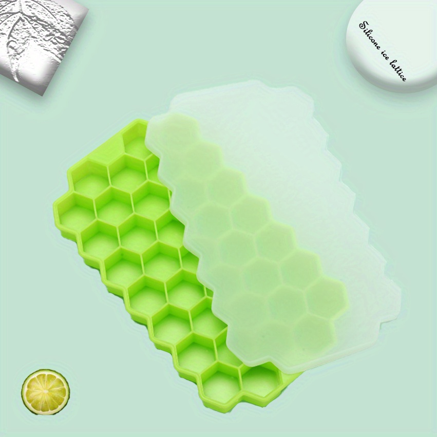 1pc Silicone Honeycomb Ice Cube Tray With Lid, 37 Grids Thickened