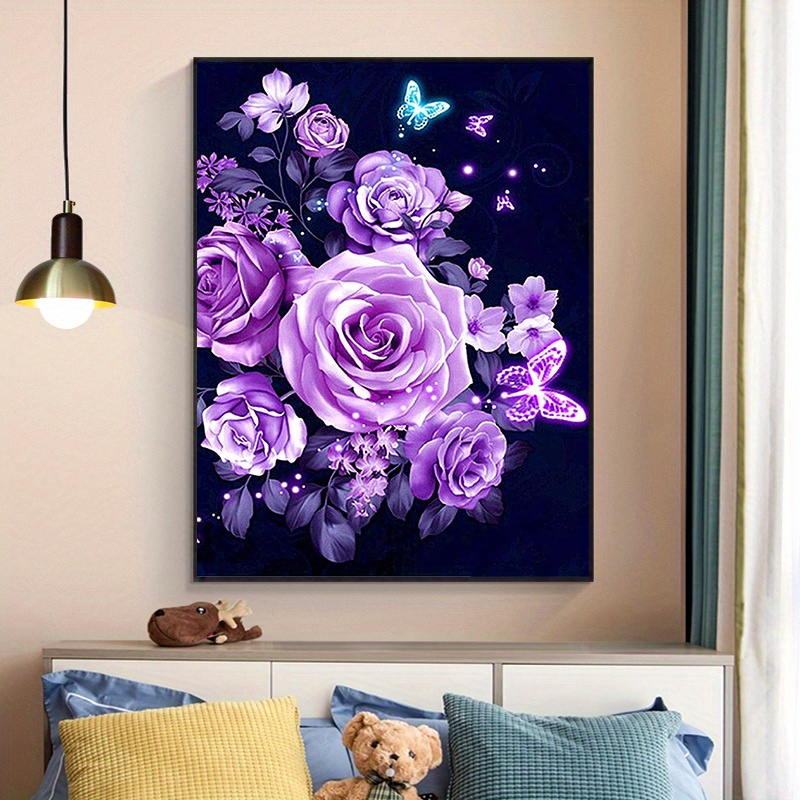 1 piece pack diamond painting colorful rose set for adult and beginner 5D  full Rhinestone art set with round Rhinestone DIY gemstone art painting set  home wall decoration gift(40cm*30cm)