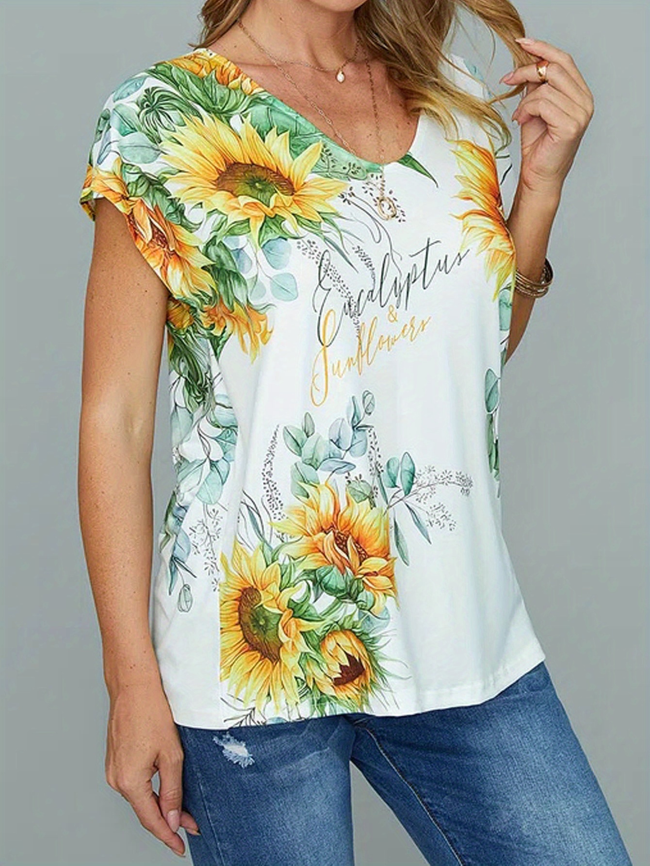 Damen T shirt In Großen Größen Plus Size Sonnenblumendruck Temu Germany