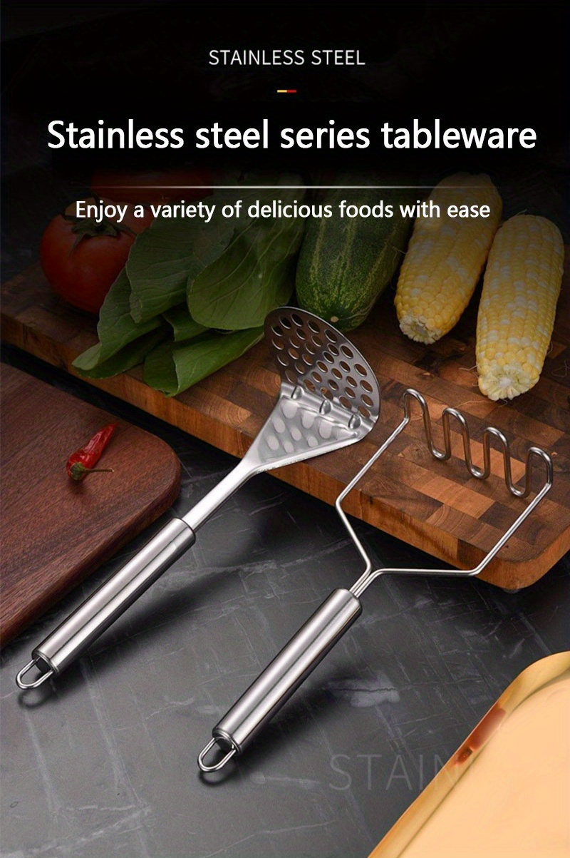  Mini Potato Masher with Wood Non Slip Handle,Stainless Steel  Masher Kitchen Tool: Home & Kitchen