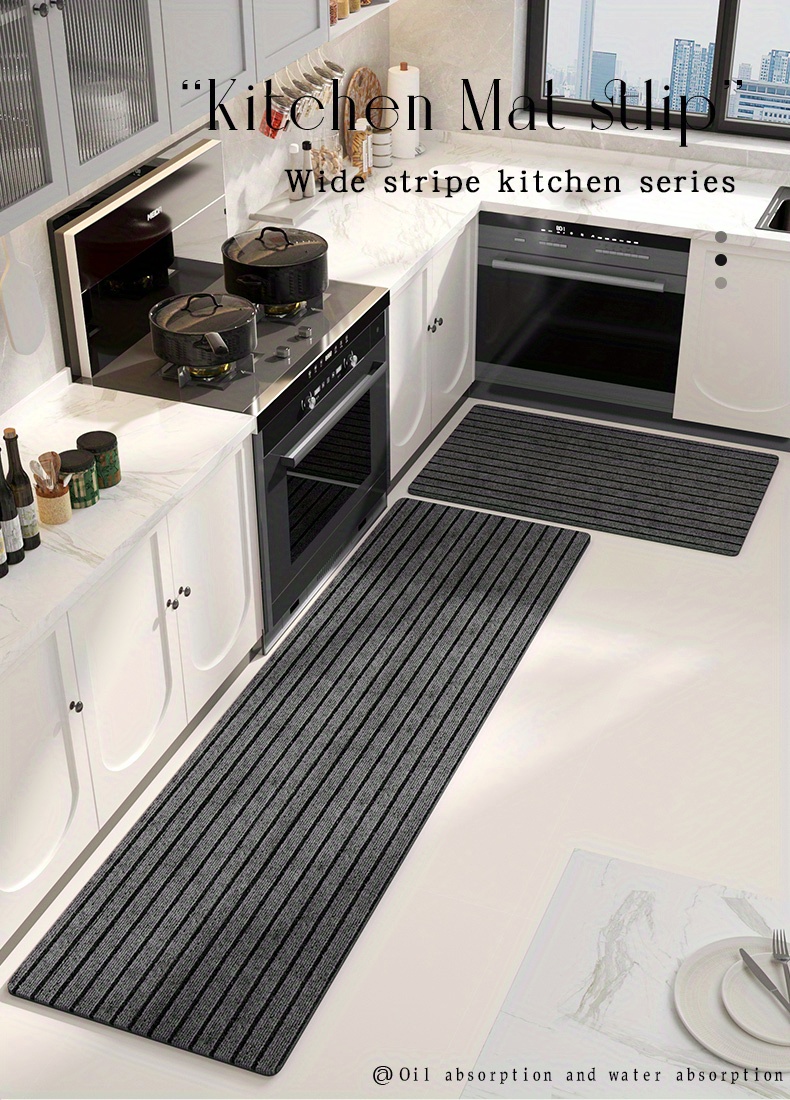 Soft Thickened Kitchen Mat, Striped Non-slip Oil-proof Floor Mat, Durable  Waterproof Runner Rug, Dirt-resistant Floor Mat, Machine Washable, Entrance  Doormat, Kitchen Living Room Laundry Bathroom Water-absorbing Floor Mat Set  - Temu