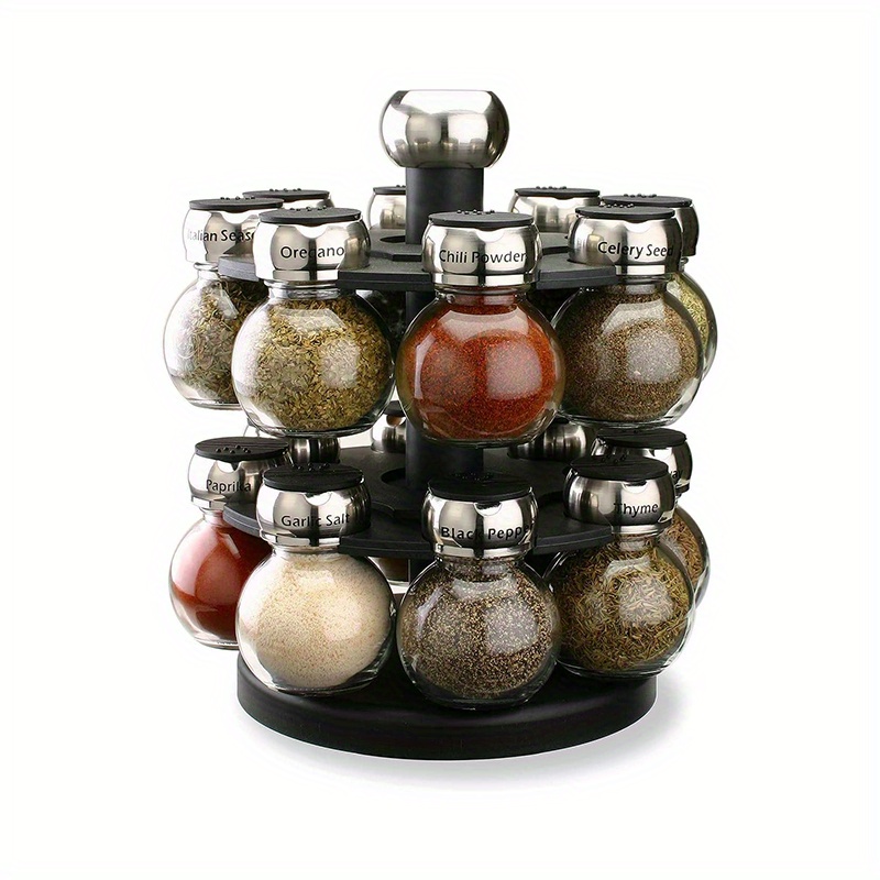 360° Rotating Spice Rack Kitchen Organizer with 18 Jars Seasoning Storage  Set US