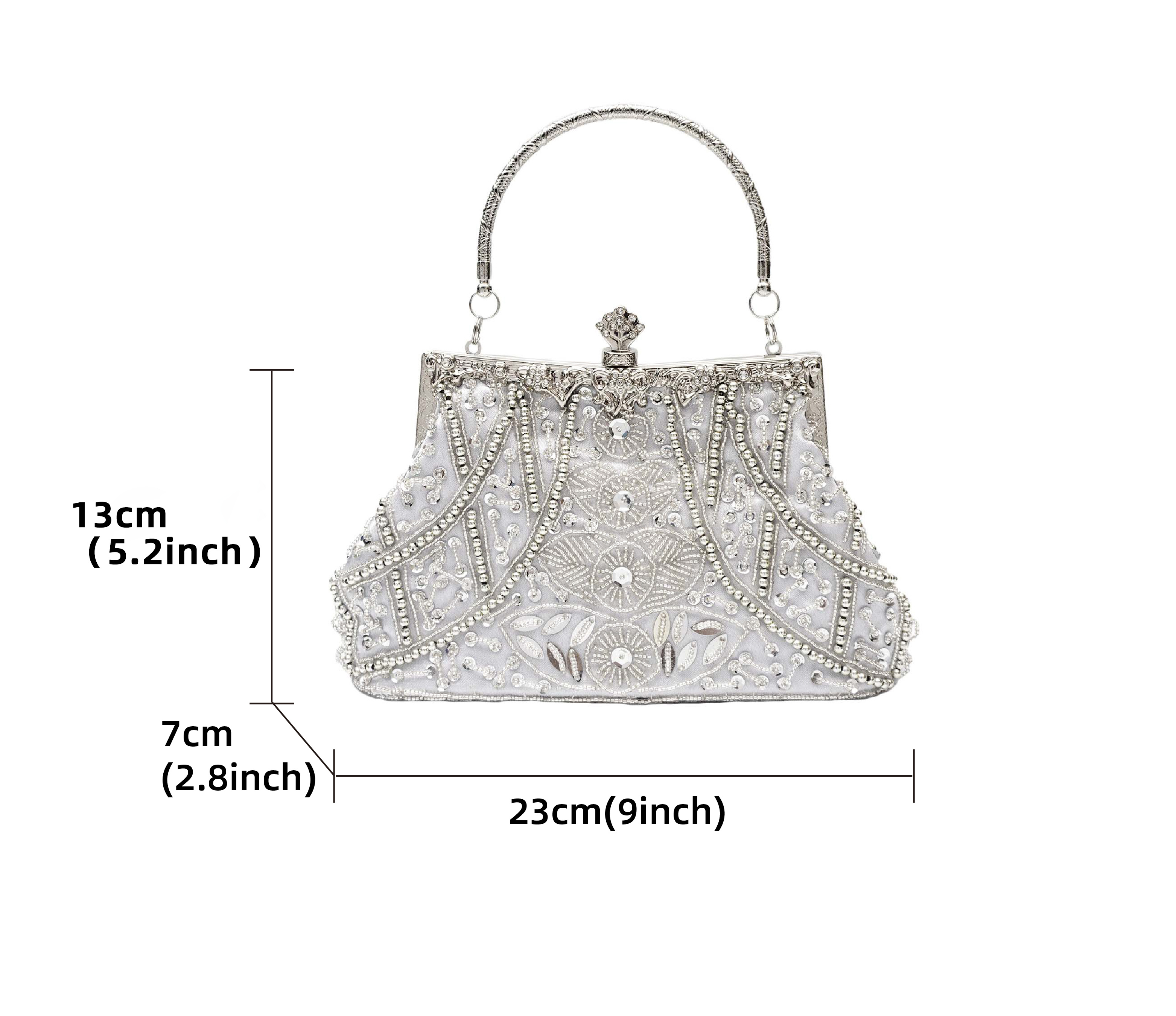 Vintage Beaded Sequin Evening Bag, Portable Handle Exquisite Clasp Clutch  Handbag, Detachable Chain Strap Elegant Shoulder Bag - Temu