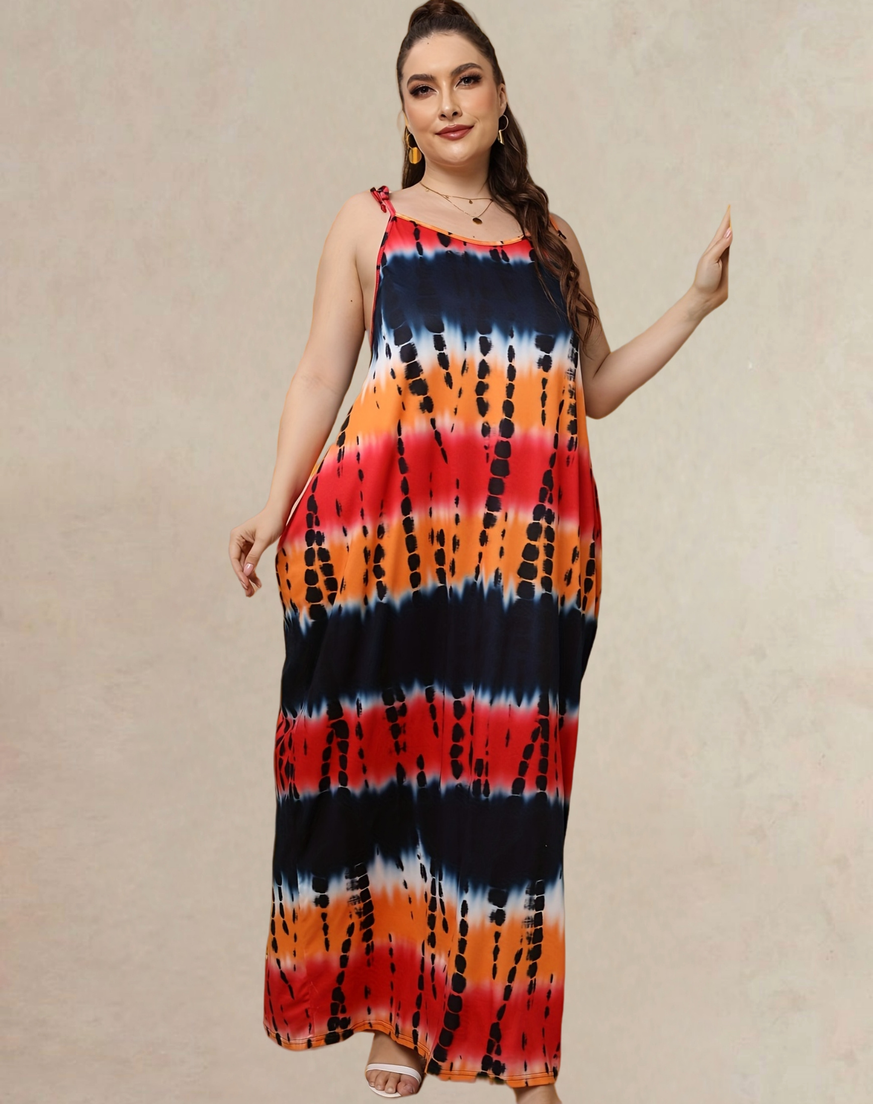 plus size maxi dress women's plus maxi knot strap - {region_name}