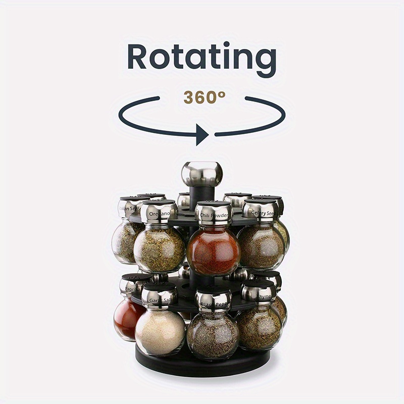 Dropship Round Revolving Seasoning Rack With 12 Jars, Countertop