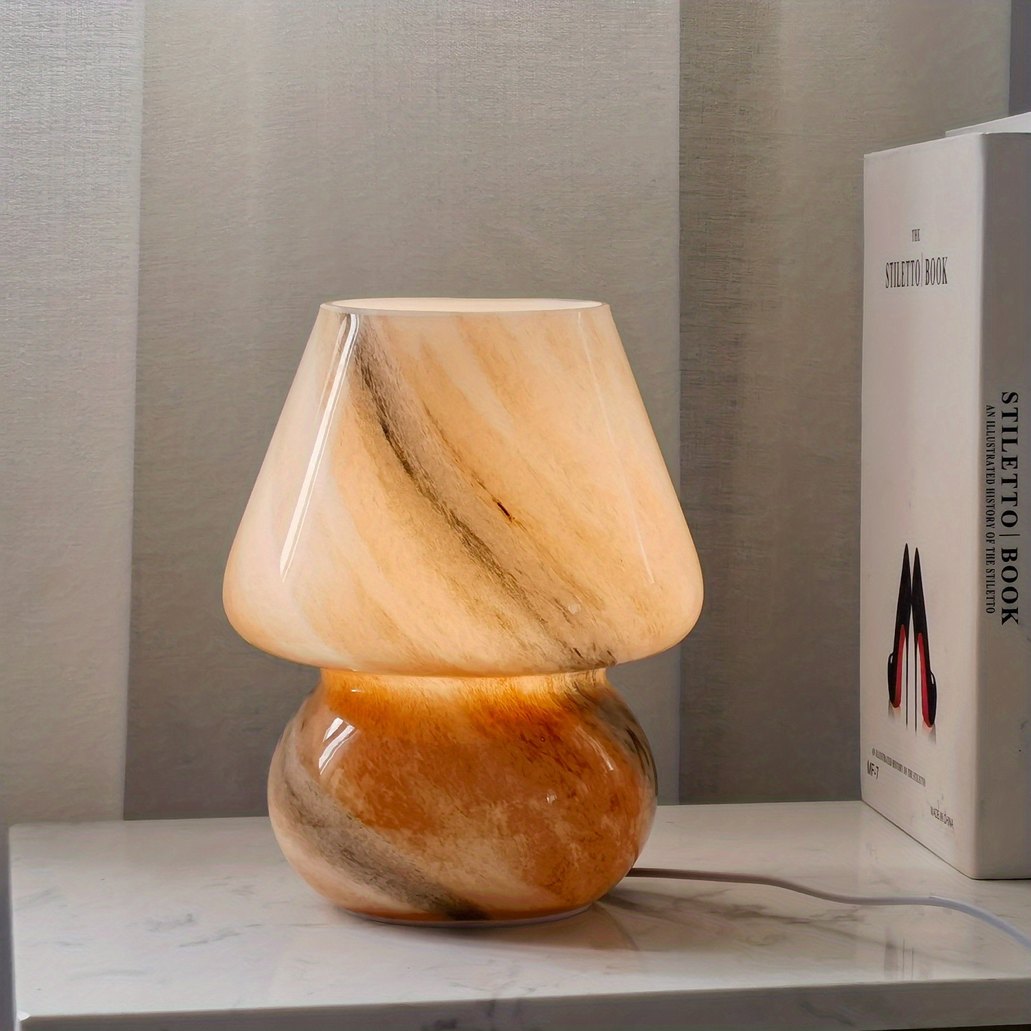 Mushroom Bedside Table Lamp Glass Led Bedside Night Lamps - Temu United  Kingdom