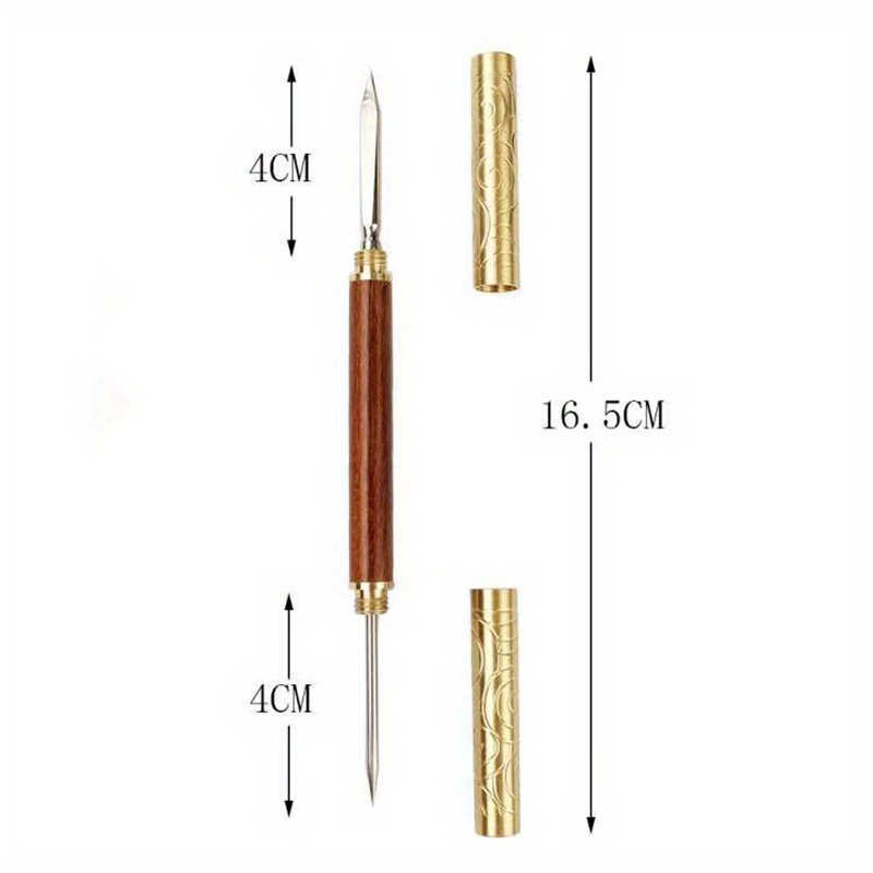 1 шт. черный нож для заварки чая с двумя головками из палисандра и розового дерева, золотая обручка, нож для заварки чая, игла для заварки чая. Детали: 11.