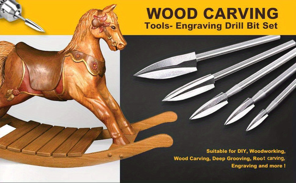 Herramientas para tallar madera, juego de brocas de grabado de 5 uds.  Artesanías de madera herramienta de carpintería vástago accesorio universal  para herramientas rotativas XianweiShao 9024715977458