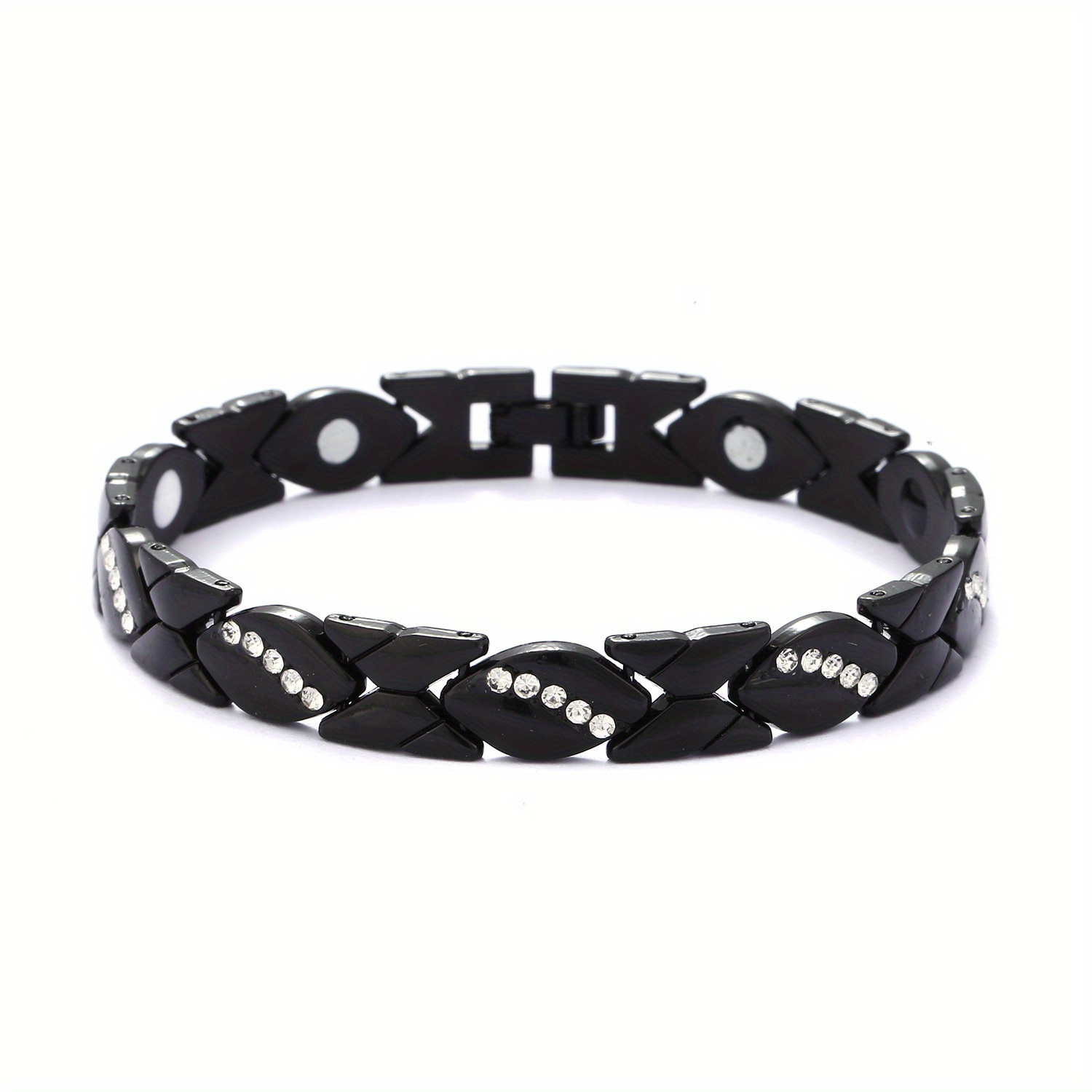 Men's Leaf Magnetic Bracelet with Diamond