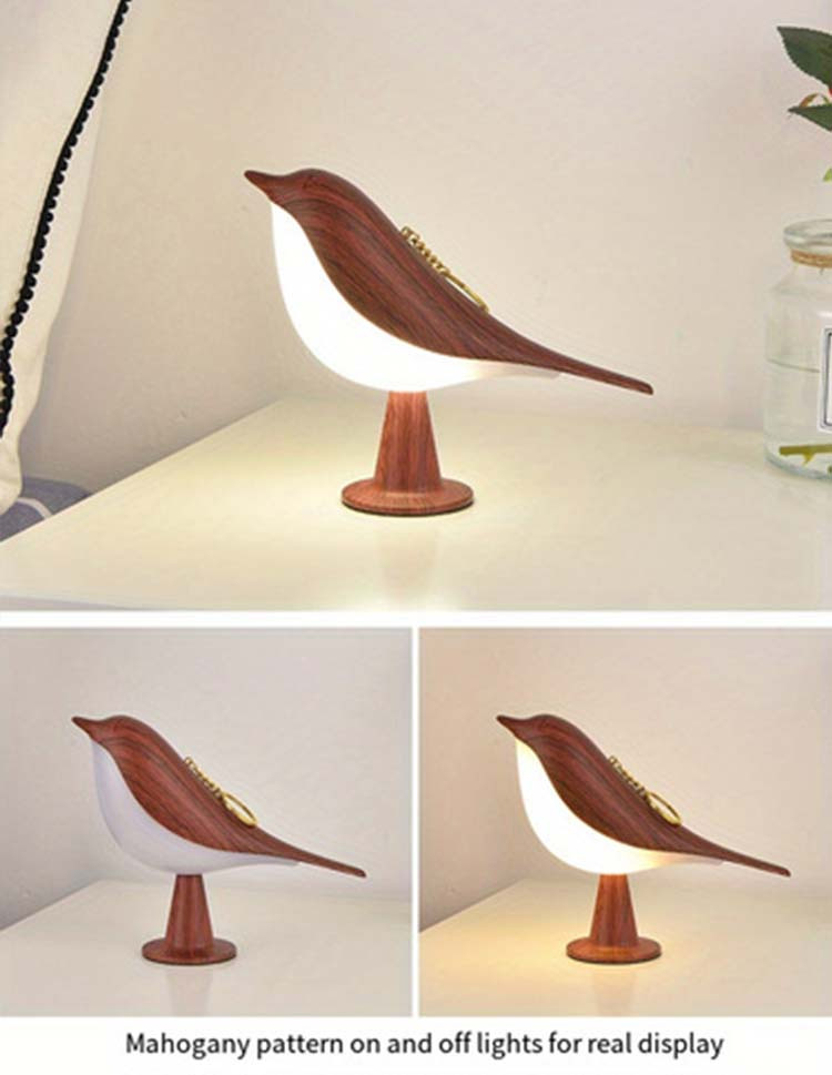 1pc magpie night light cute little bird night light with touch control modern dimmable rechargeable aromatherapy table lamp for bedroom nursery office car home decor details 6