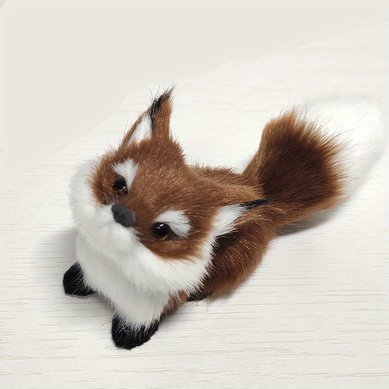 1pc Simulation Brown Fox Toy Furs Squatting Fox Model Home