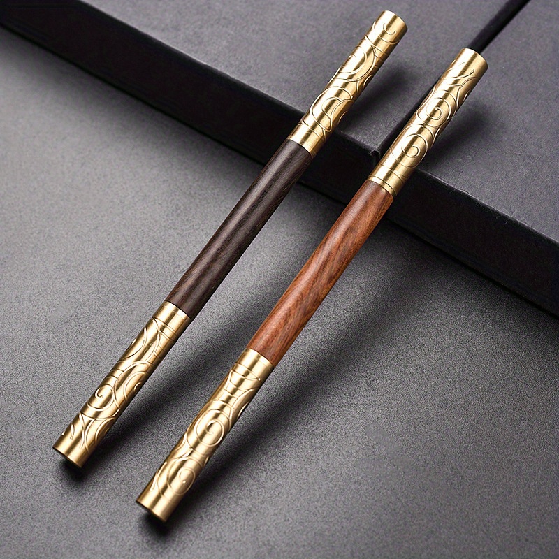 1pc black sandalwood rosewood double headed   golden hoop   knife warping tea knife sandalwood tea knife tea needle details 0