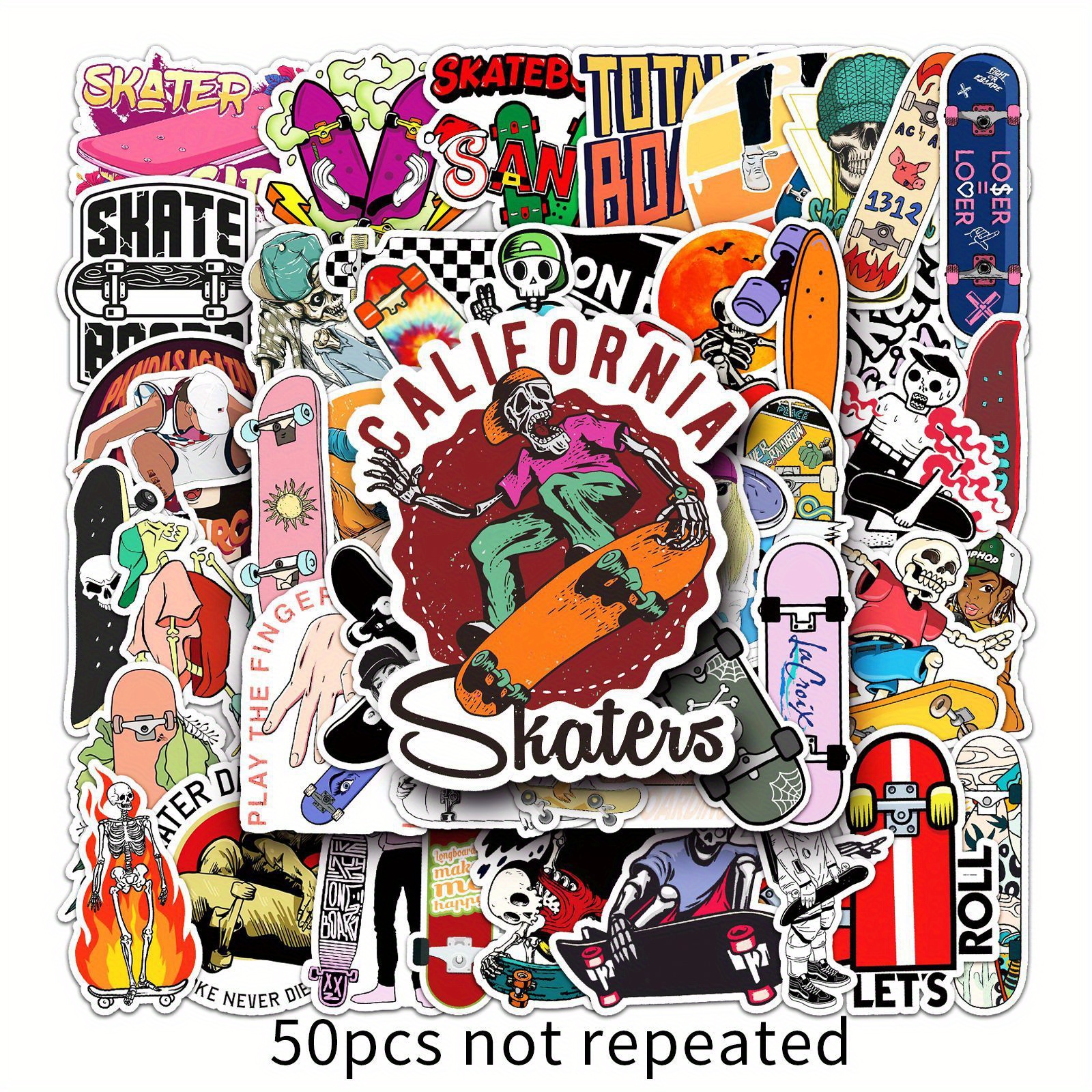 50pcs Pegatinas De Graffiti Para Skateboard, Pegatinas Deportivas De  Dibujos Animados, Pegatinas Para Equipaje De Skateboard DIY, Pegatinas  Impermeables - Temu