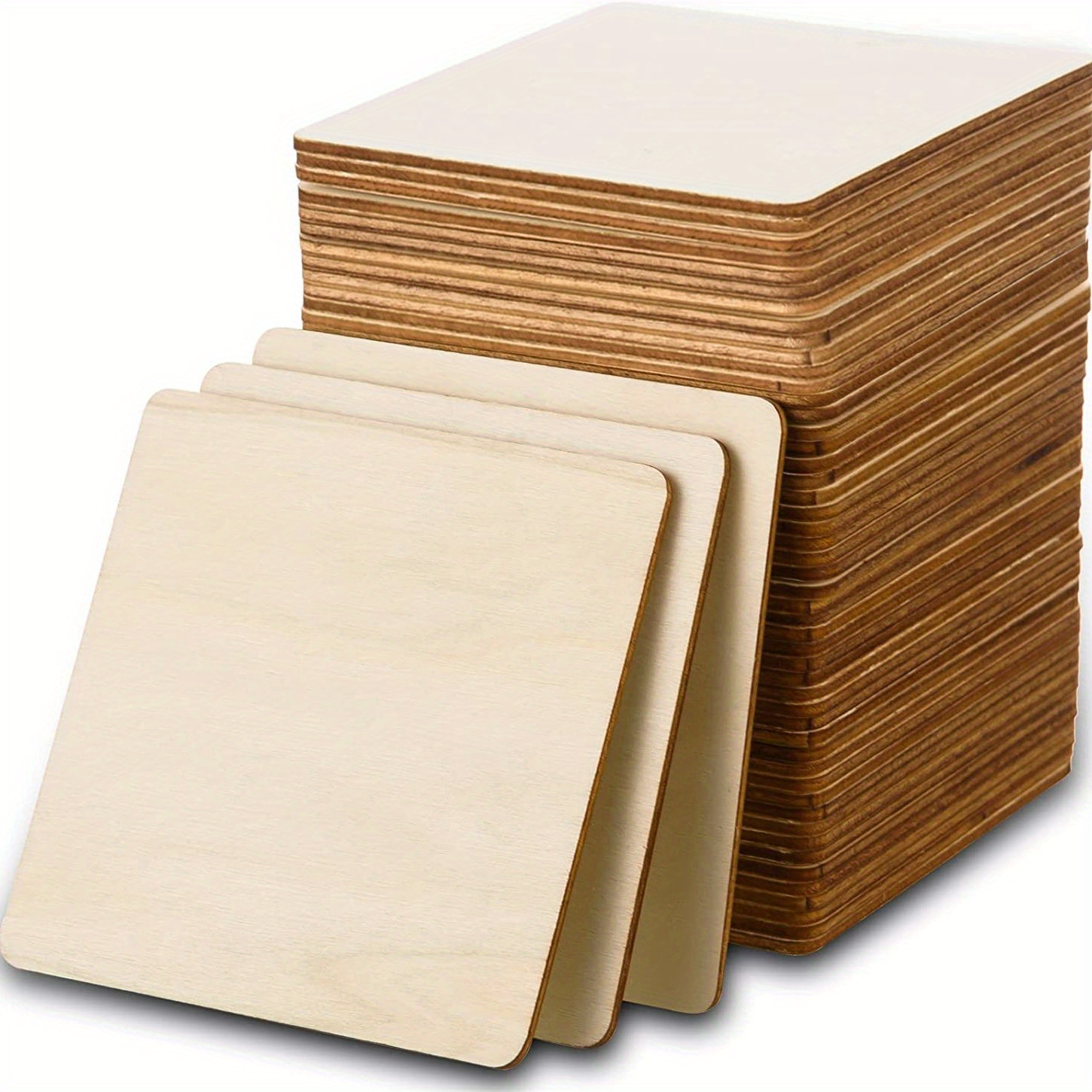 Wood Pieces Blank Natural Wood Square Wooden Cutouts Board - Temu