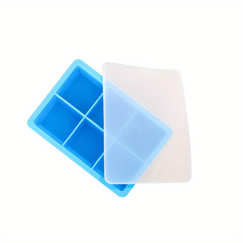 Large Square Ice Cube Trays for Freezer with Lid-6 Silicone Ice Tray Ice  Cube Mold Ice Pick Ice Maker,Easy-Release Reusable Ice Cube in Ice