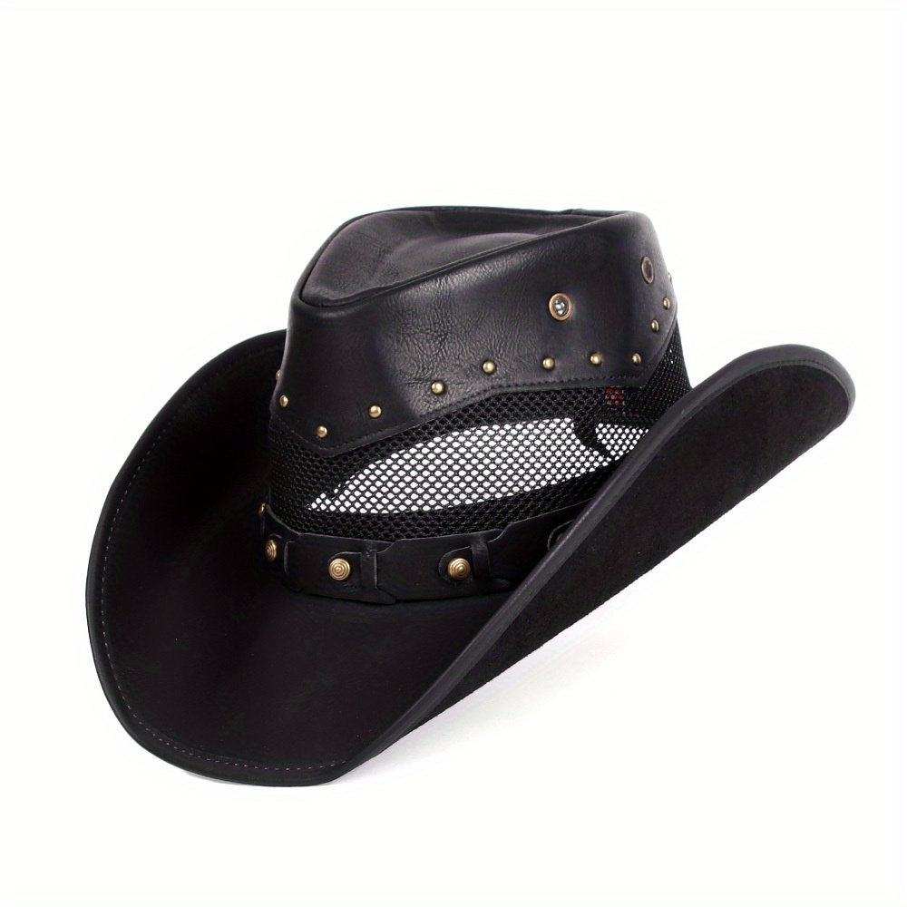 Vacation Pu Leather Cowboy Hat Unisex Western Hat Fedora Sombrero