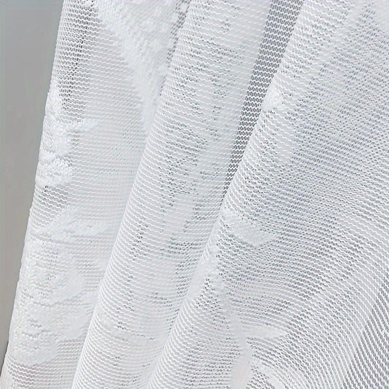 1pc elegant   style sheer curtain floral lace half curtain with rod pocket semi transparent polyester for   room machine washable kitchen curtains details 3