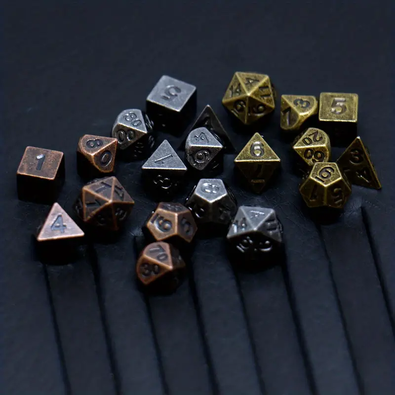 7pcs set metal mini archaized board game dice set polyhedral table game dice role playing rpg dice details 0