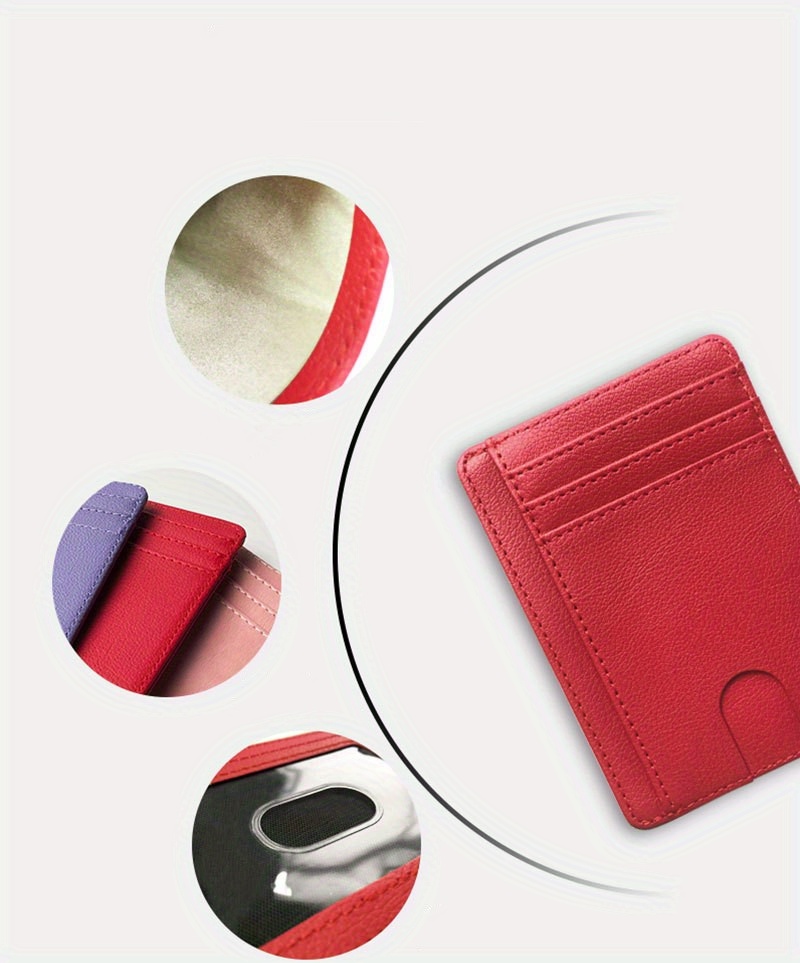 Simple Rfid Blocking Card Holder Portable Pu Leather Card - Temu