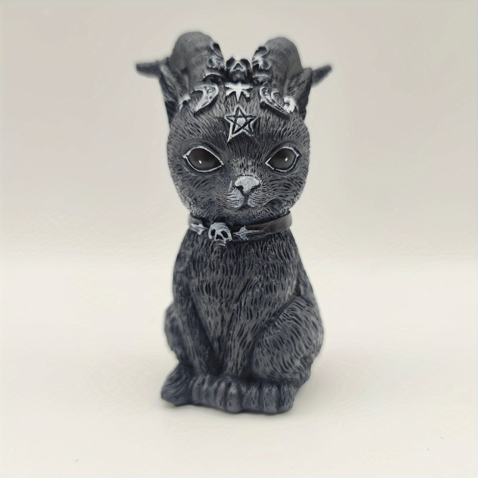 Large Pawzuph Horned Occult Cat Figurine