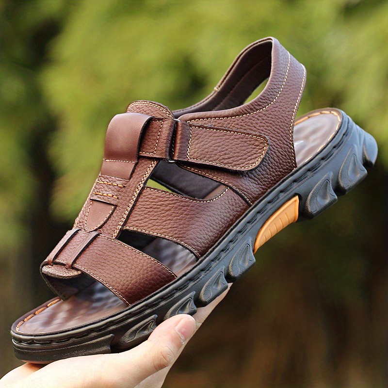 Mens Hook And Loop Non Slip Sandals Wear Resistant Comfy Beach Shoes Summer  - Men's Shoes - Temu