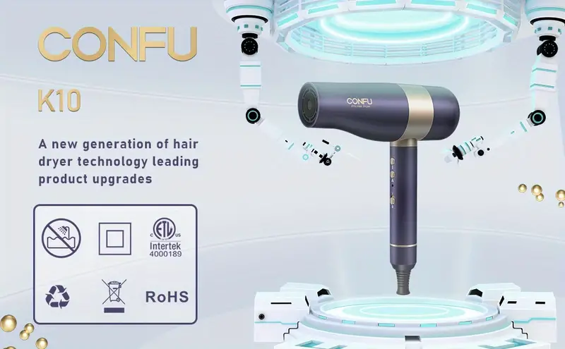 confu hair dryer negative ion hair dryer with 110 000 rpm brushless motor high speed and low noise lightweight with magnetic nozzle and diffuser with automatic cleaning function details 0