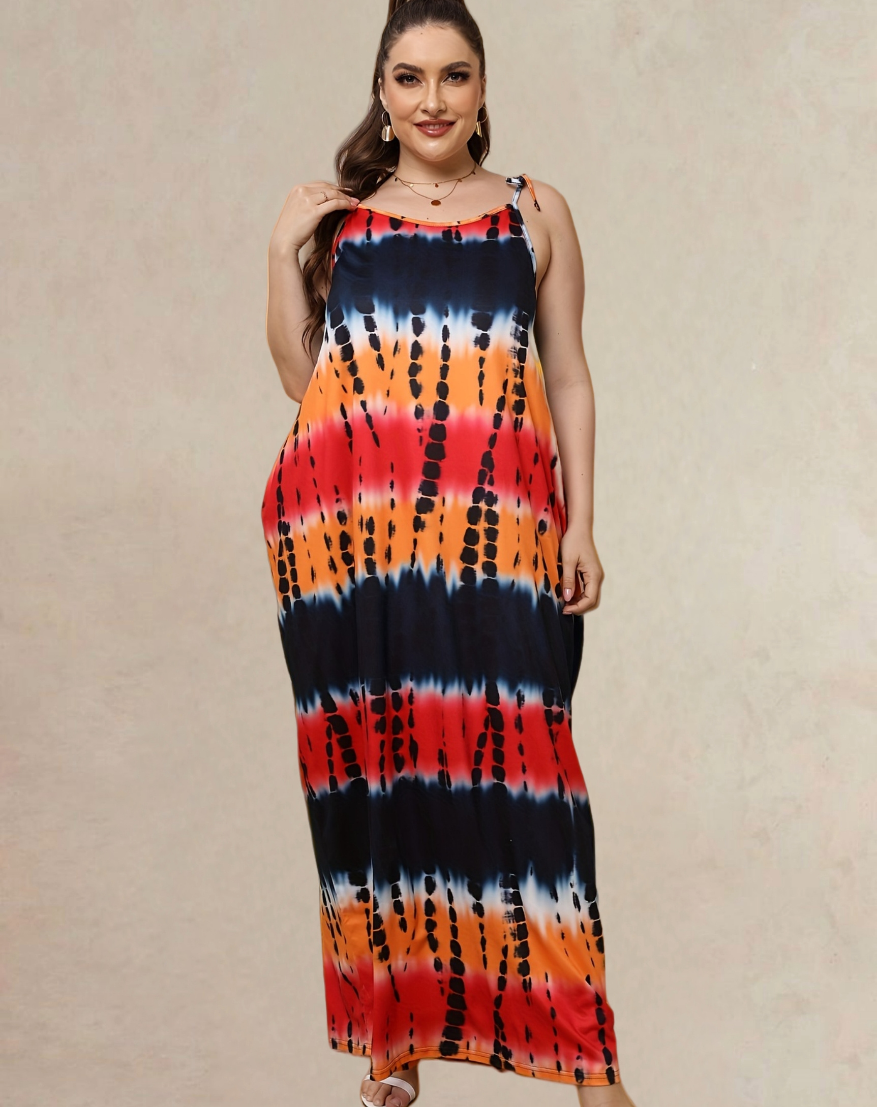 plus size maxi dress women's plus maxi knot strap - {region_name}