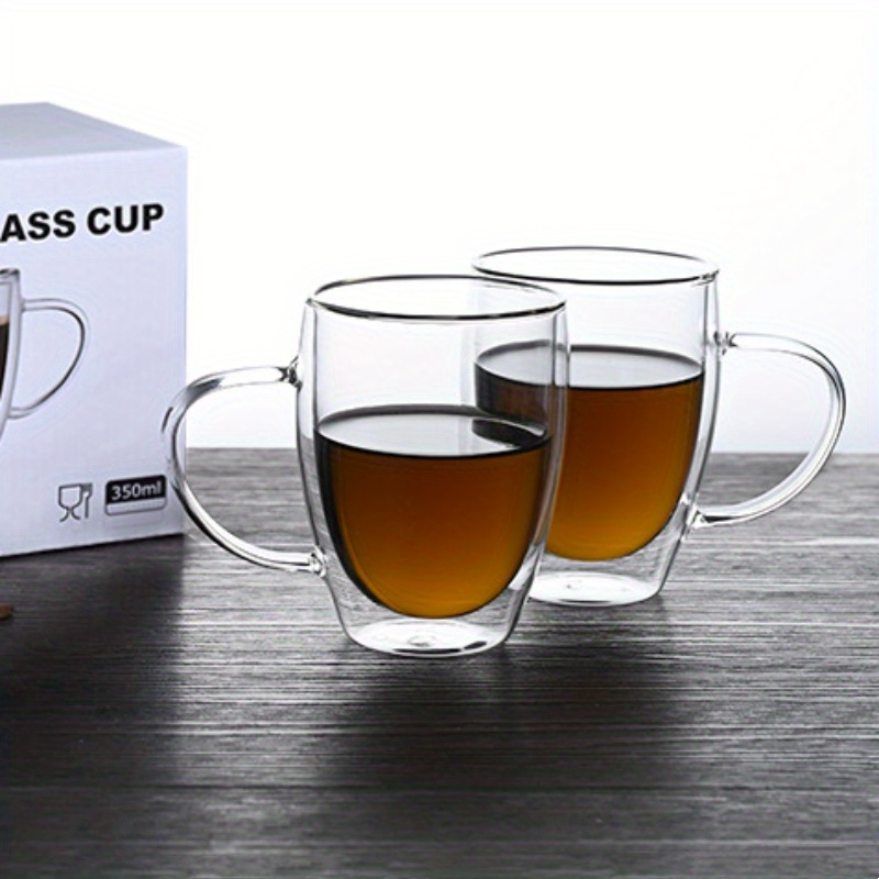 2PCS Double Wall Insulated Glass Coffee Glass Mug Tea Cup With