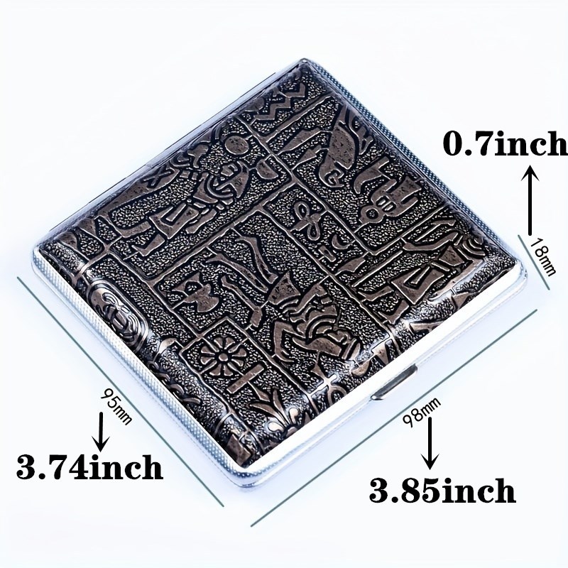  Arabesque Pattern Leather Metal Cigarette Case Holds